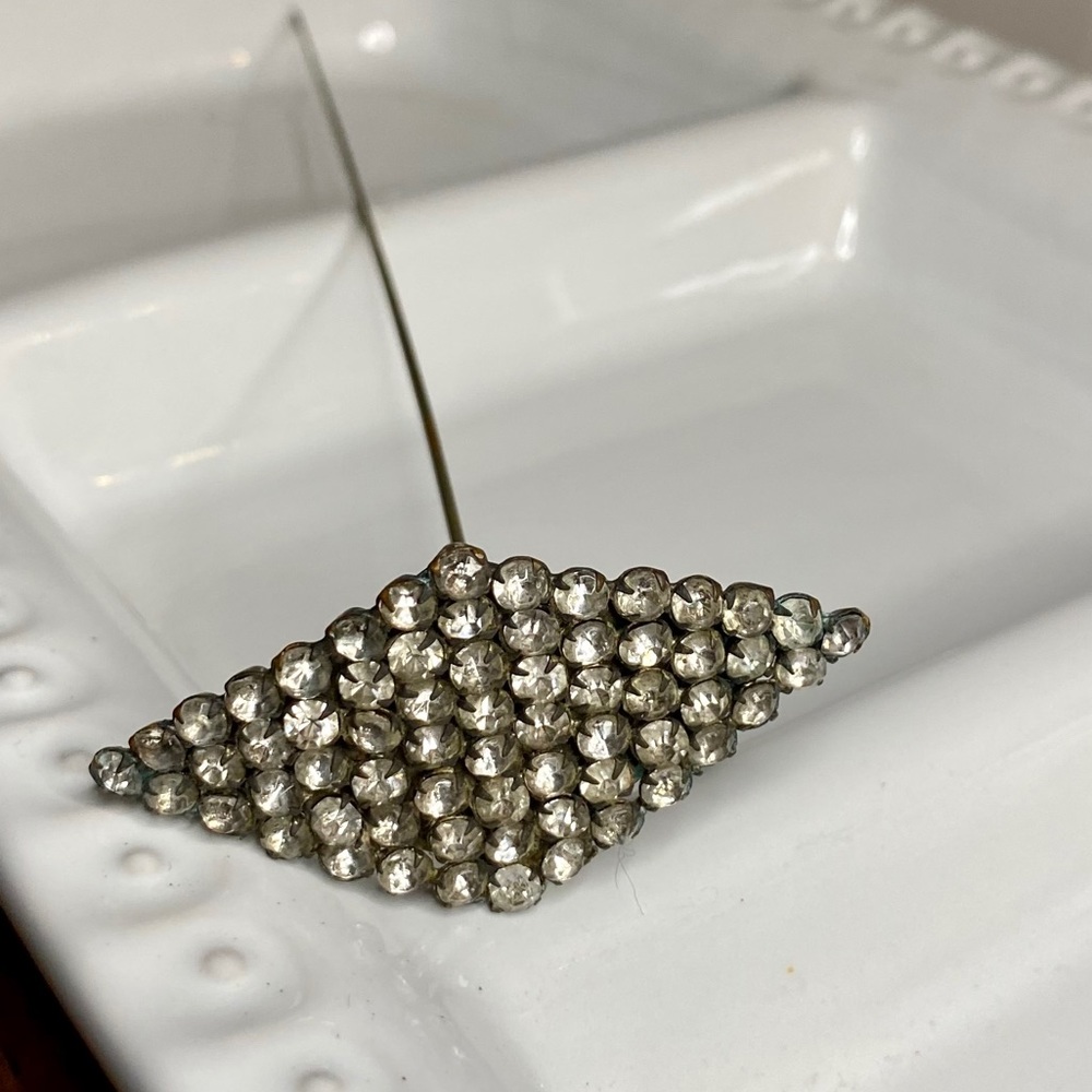 Antique Diamond Shaped Rhinestone Hat Pin 💎 - Picture 11 of 16